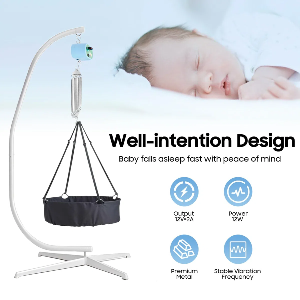 Motor Federwiege, Federwiege Baby Hängende Elektrische Wiege-Steuerung mit Einstellbarer Timer-Schaukel-Feder für Baby-Wiege und Baby-Hängematte