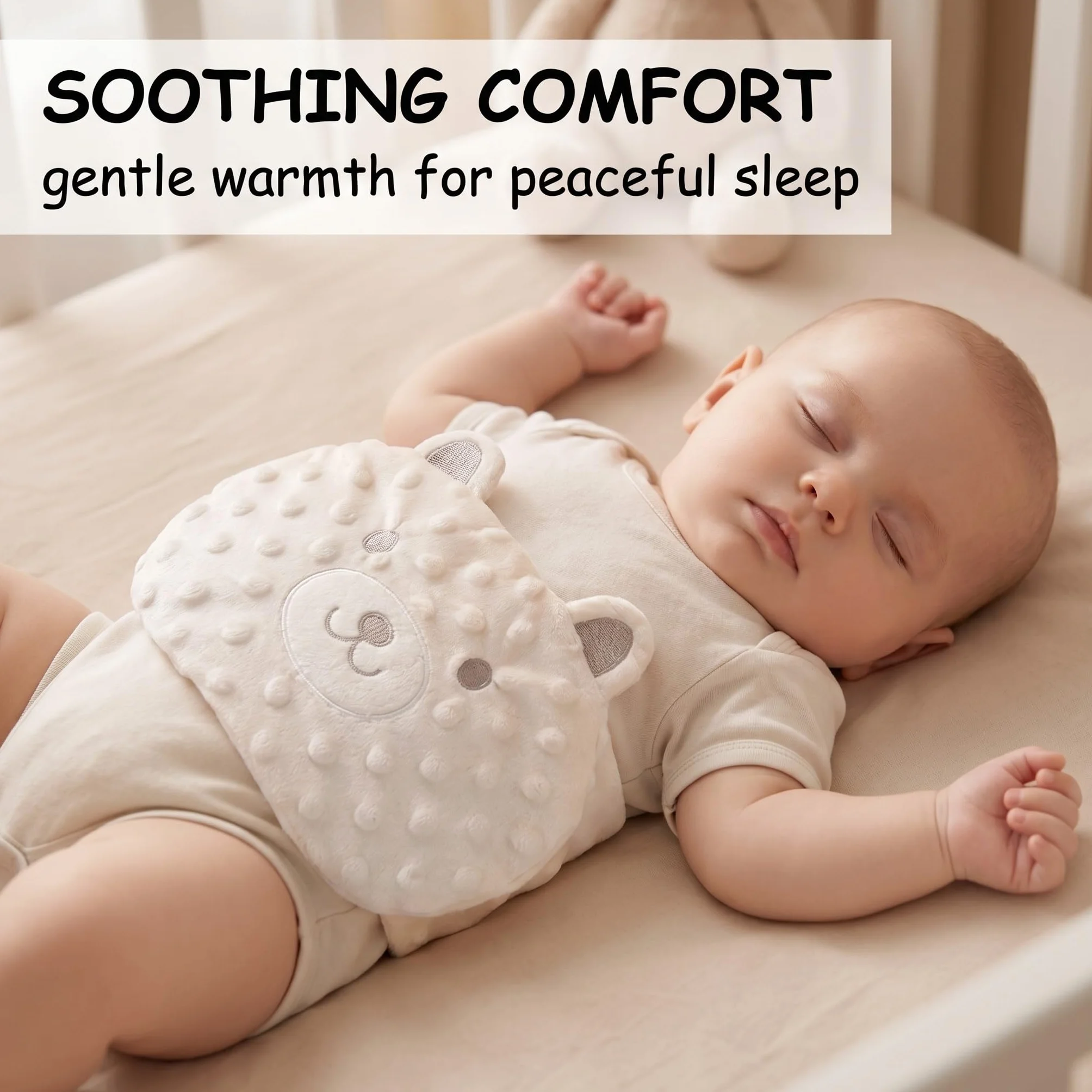 Baby Wärmegürte, Natürliche Wärme gegen Blähungen und Koliken, Verstellbarer Bauchgurt für Neugeborene und Babys bei Bauchweh (Beige, Niedliches Schweinchen-Design)