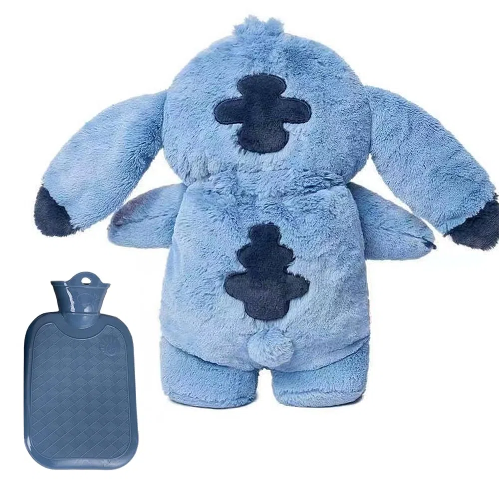 Lotvic Fluffy Wärmflasche, 500ML Wärmflasche Klein, CartoonWärmflasche mit Bezug, Abnehmbare und Waschbare Wärmflaschen, Plüsch Heißwasserflasche für Baby Kinder und Erwachsene