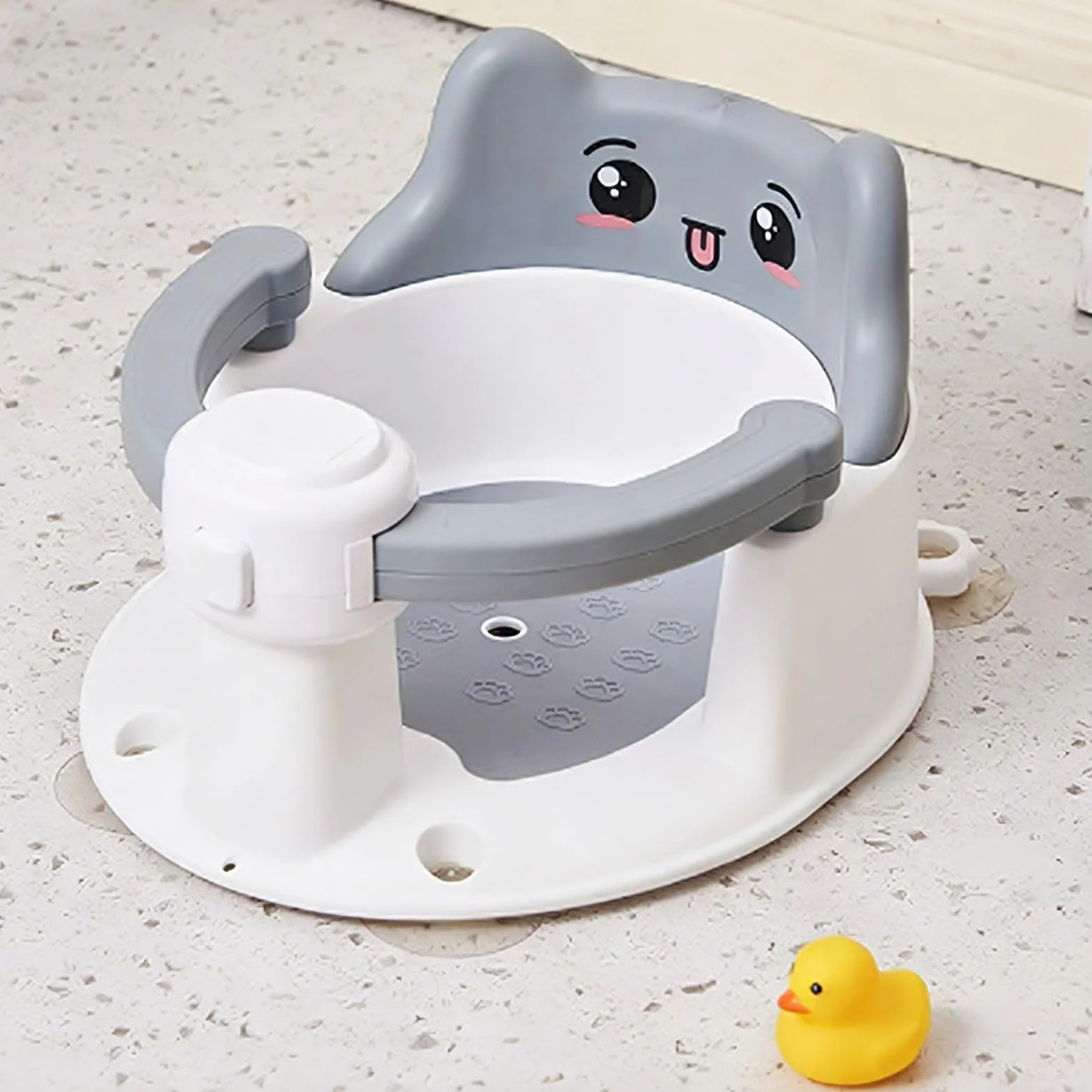 Badewannensitz Baby, Baby Badewannensitz mit 4 rutschfesten Saugnäpfen, Badesitz Baby ab 6 Monate, Tragbar und Sicher für Dusche oder Badewanne, Wandmontage zur Platzersparnis