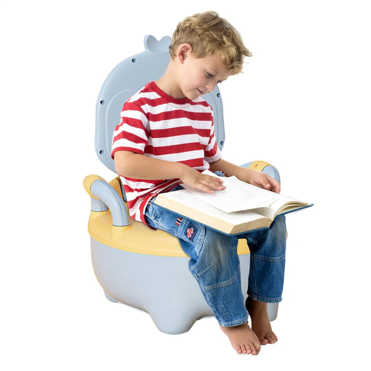 Kinder-Töpfchentrainingstoilette, rutschfestes Pinguin-Töpfchen, tragbare Kinderkommode, leicht zu reinigendes Design, niedliche Tierform, kompakt, leicht, blau, für Outdoor-Spielen, Kindertagesstätte