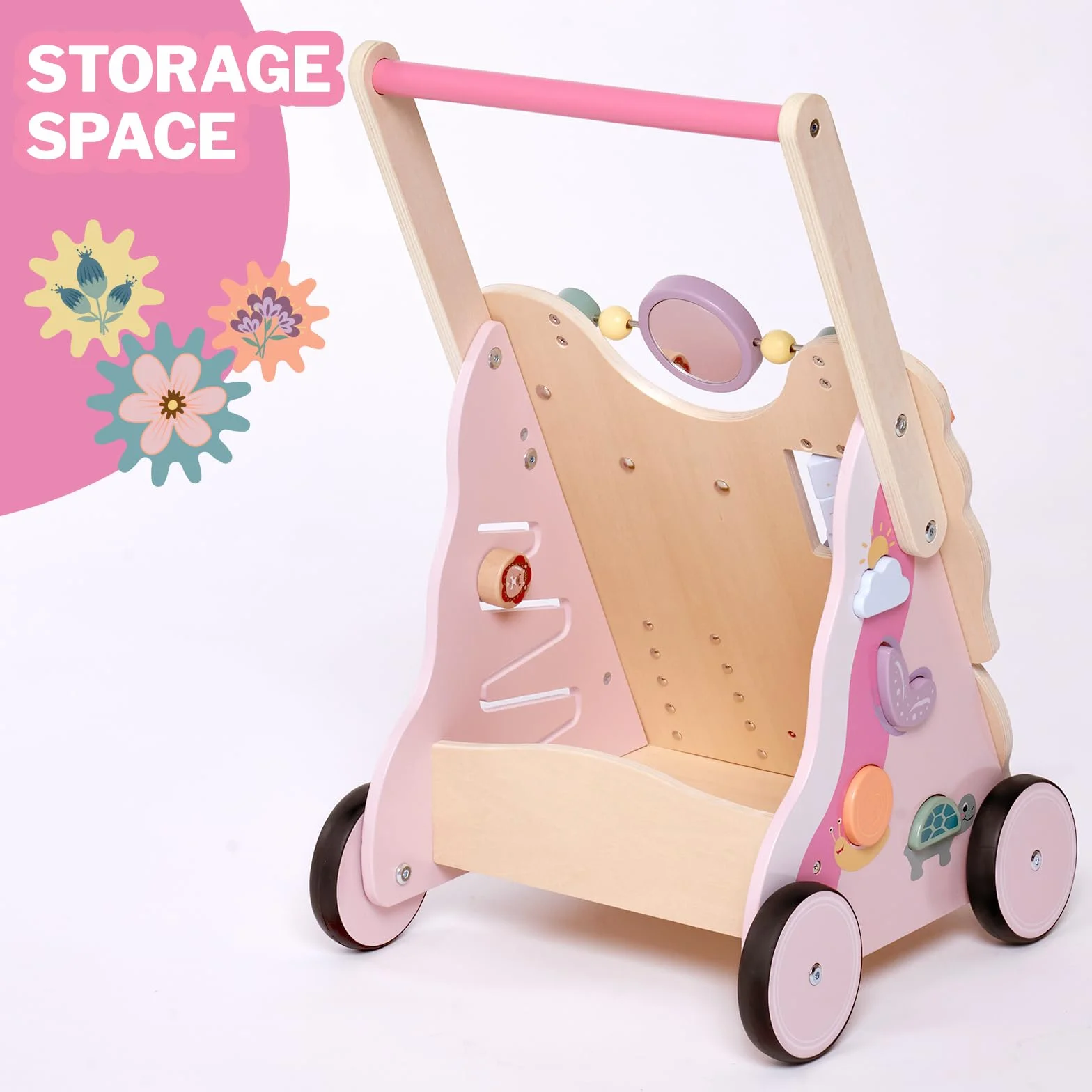 Giant bean Holz-Lauflernwagen Wooden Push and Pull Learning Walker | Schmetterlingsform Baby Lauflernhilfe,ab 1 Jahr, Motorische Fähigkeiten und REGT Die Kreativität an