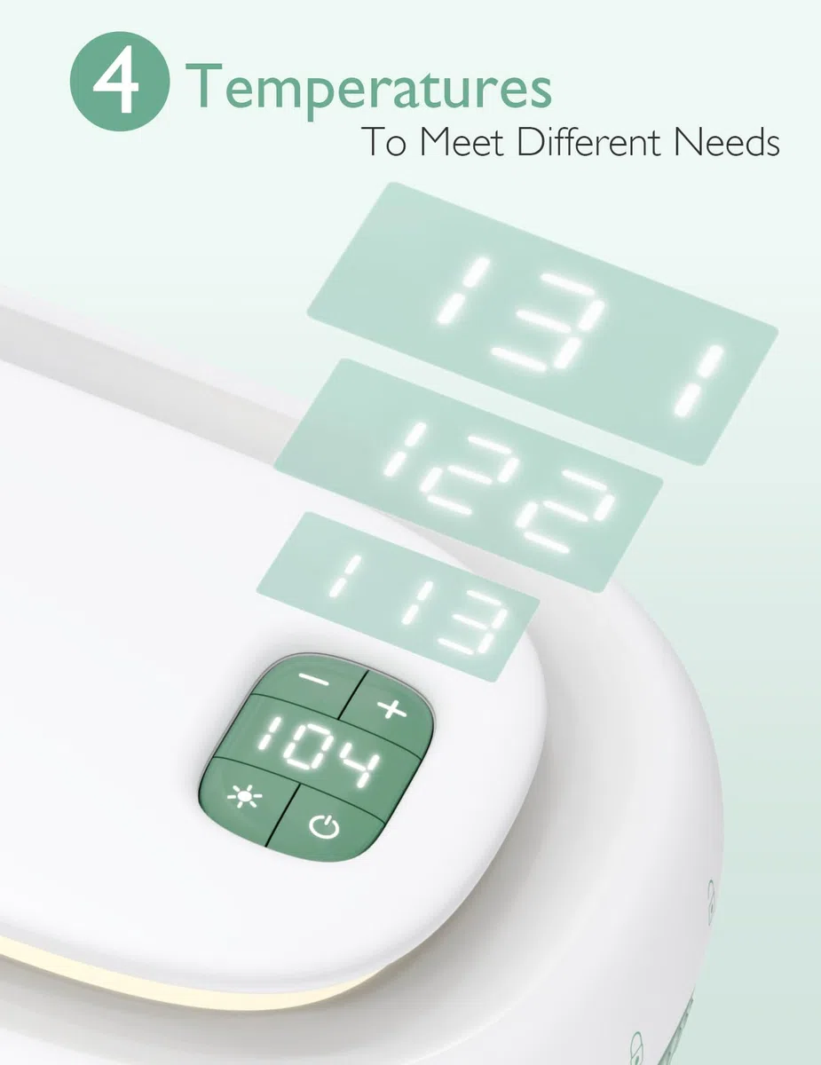 Momcozy Feuchttuch Wärmer, Federdesign, Feuchttücher Box mit großem Fassungsvermögen, schnelles und gleichmäßiges Erwärmen, Temperaturregelung mit 4 Heizmodi, Feuchttuchwärmer mit Nachtlicht