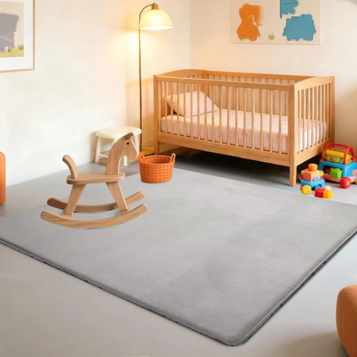 Spielmatte Baby 140 x 200 cm Silbergrau Krabbelteppich Baby, 2.5cm Dicke Krabbelmatte Memory Foam Kinderteppich, Teppich Kinderzimmer, Krabbeldecke Baby Rutschfester Spielteppich Baby