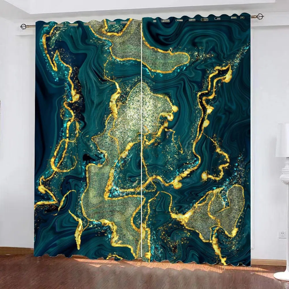 3D Marmor Vorhänge Abdunkelnde Abstrakt Marmor Kindervorhänge Vorhang mit ösen 2er Set Gardinen Blickdicht Verdunkelungs für Kinderzimmer Schlafzimmer Wohnzimmer B 150 X H 166 cm