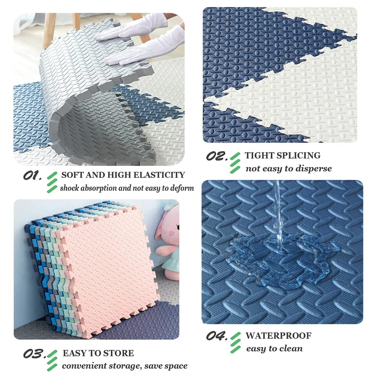 Puzzle Matte PE Schaumstoff Puzzlematte Baby - Krabbelteppich 60X60 Große Bunter Spielmatte Kinder rutschfest Bodenschutzmatte Krabbelmatte Spielteppich Gymnastikmatte,K,8Pcs