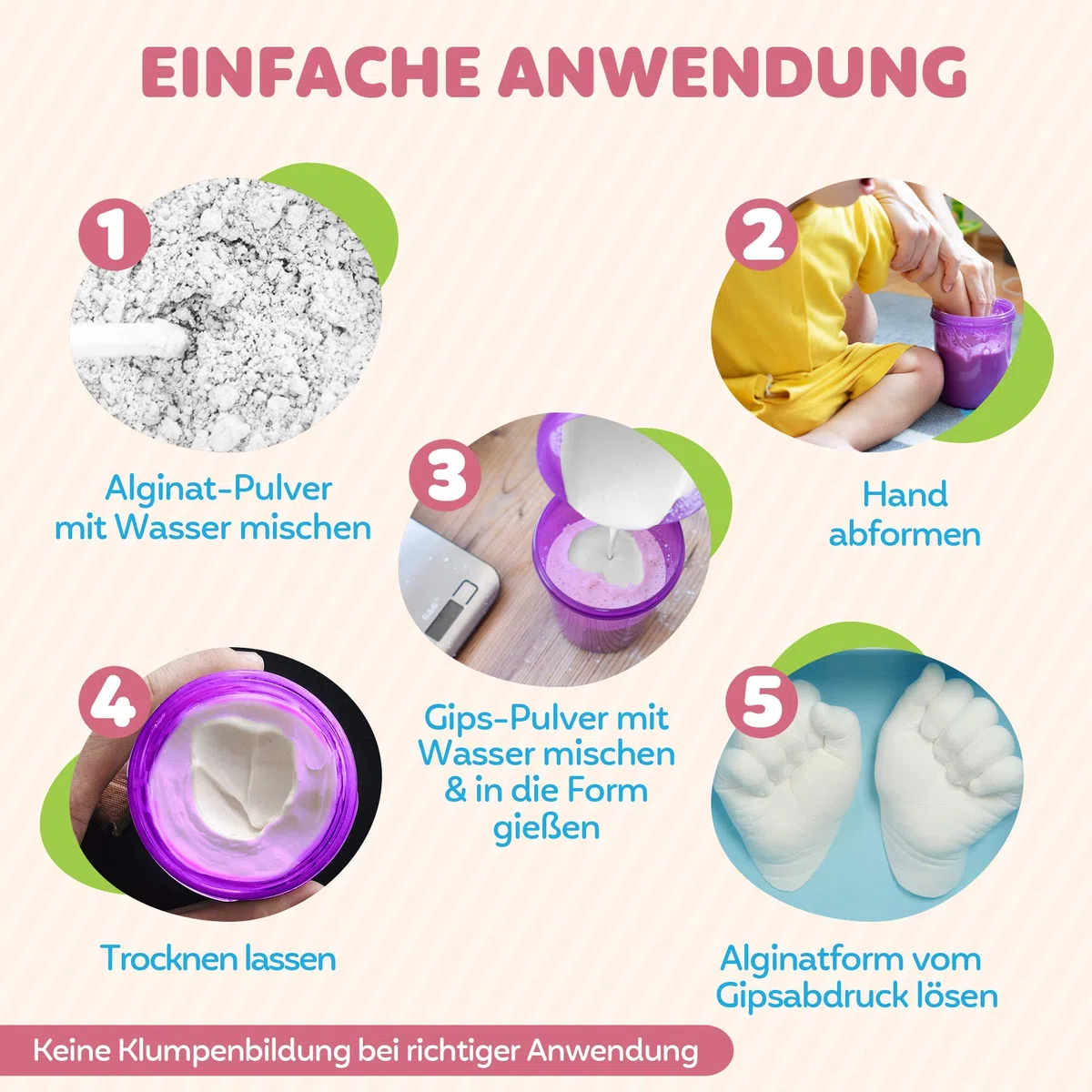 Hipsty Gipsabdruck Baby Hand und Fuß | Mehrere Abdrücke | Einzigartige Erinnerung | Erstelle mit dem Abdruckset einen wunderschönen Handabdruck oder Fußabdruck | Komplettset