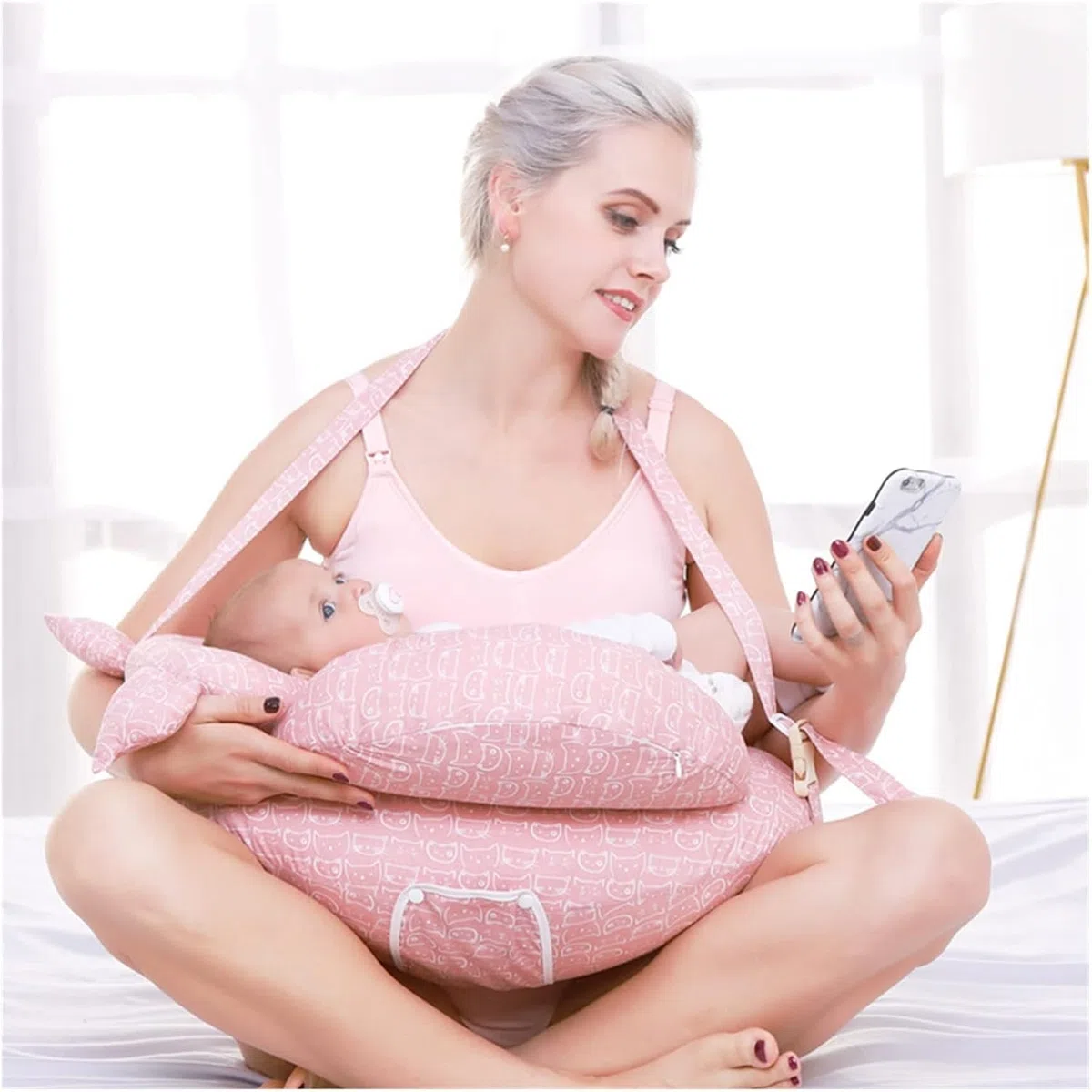 Stillkissen Baby Mutterschaft Stillkissen Verstellbares Taillenkissen für Schwangere Frauen, 7