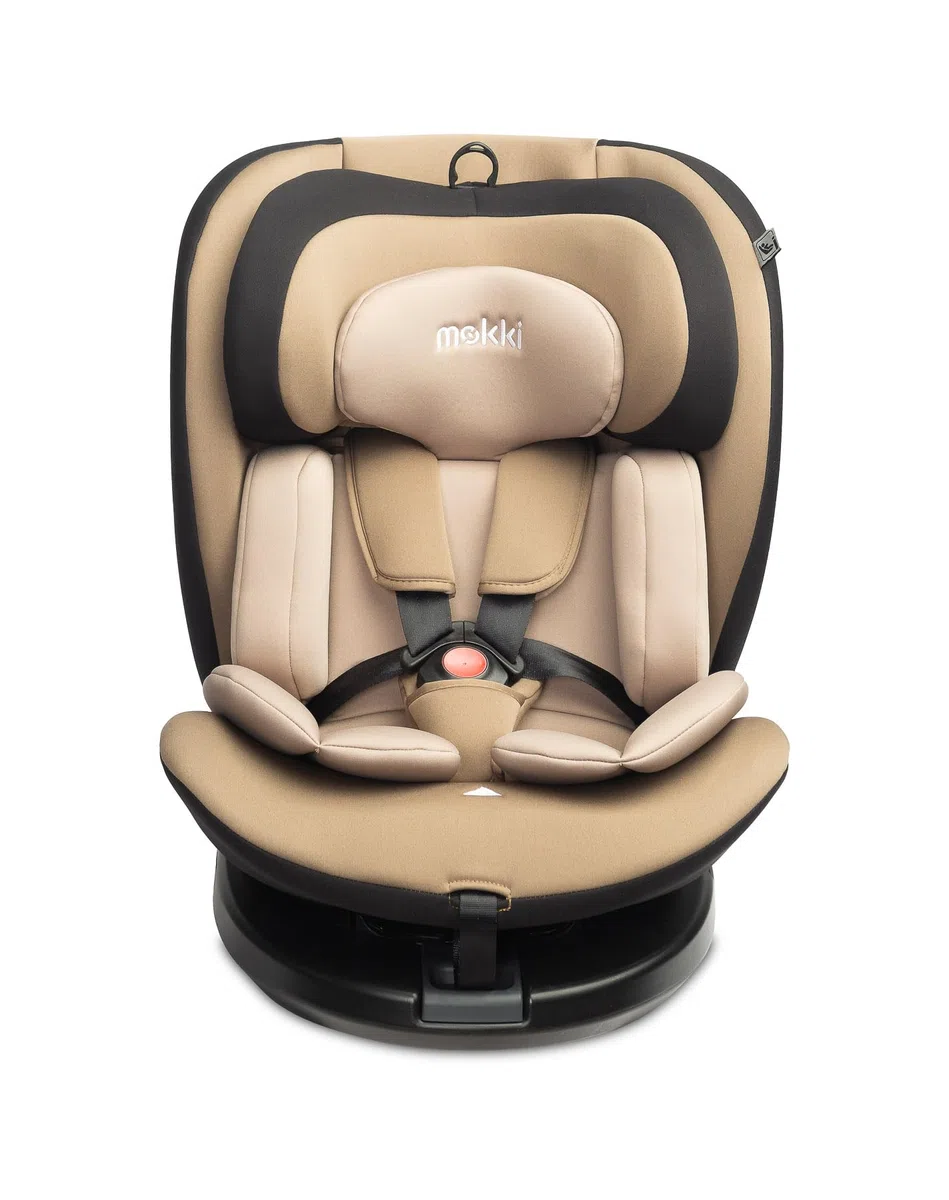 CARETERO - Autositz Kinder - Autokindersitz MOKKI - Gegurteter Autositz - i-Size Homologation ISOFIX - für Kinder von 40-150 cm Größe - Rotierend 360° - Reduktionseinsatz für Babys - Beige
