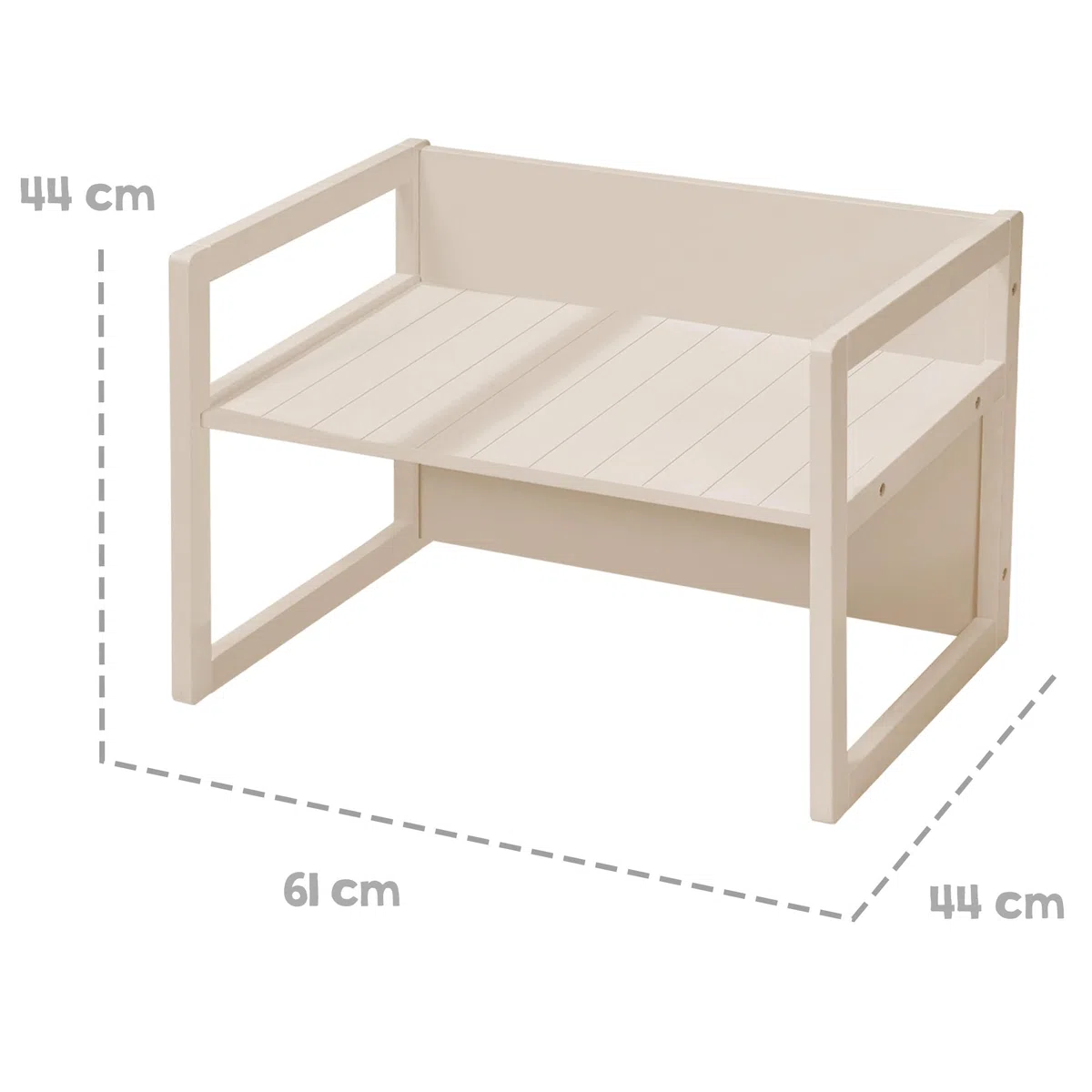 roba Sitzbank für Kinder im Landhausstil - Bank zum Wenden mit 2 Sitzhöhen - als Kindertisch verwendbar - Holz beige/Cashmere