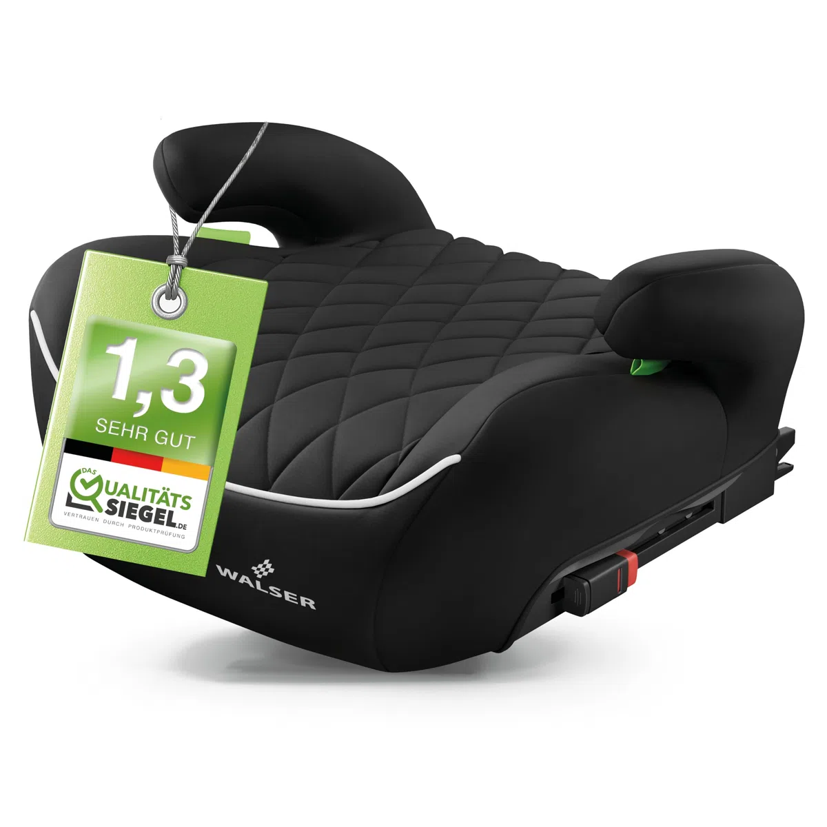 WALSER Premium Sitzerhöhung Auto Kinder ISOFIX i-Size 125-150 cm Booster Seat ECE R 129 schwarz