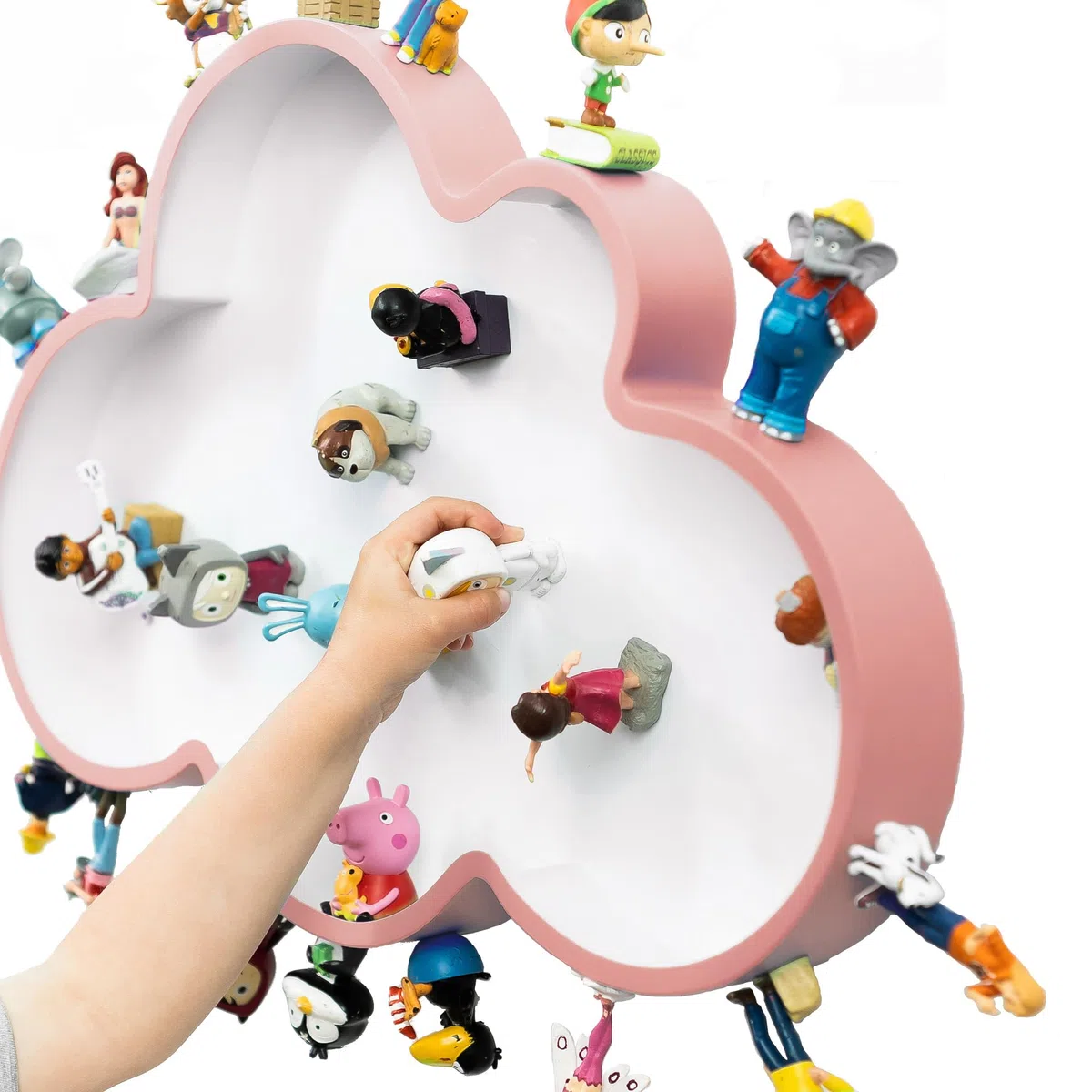 I Wandregal für bis zu 100 Tonie Figuren I Wolkenform I 100% magnetisch I Ideal geeignet für Tonie Figuren der Toniebox I Regal fürs Kinderzimmer I Tonieboxregal für Mädchen und Jungen (Rosa)