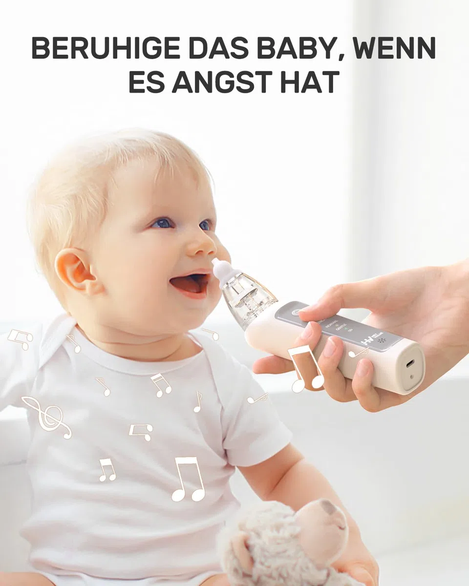 Nasensauger Baby, Nasensauger Baby Elektrisch, Elektrischer Nasensauger Baby Staubsauger Wiederaufladbar Mit 3 Saugstärken Musik Funktion Und 3 Größen Silikon Tipps