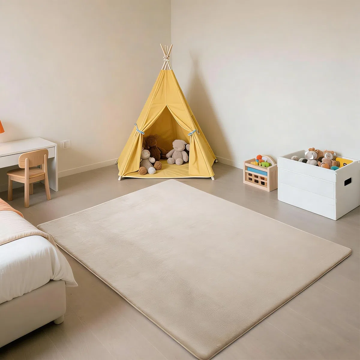 Krabbelmatte Baby, 3cm Dicke Schaumstoff Spielmatte, Rutschfester Unterseite Tatami Matte, Pflegeleichte Krabbeldecke Baby mit Rutschfester Unterseite 150 x 150 cm Hellbraun