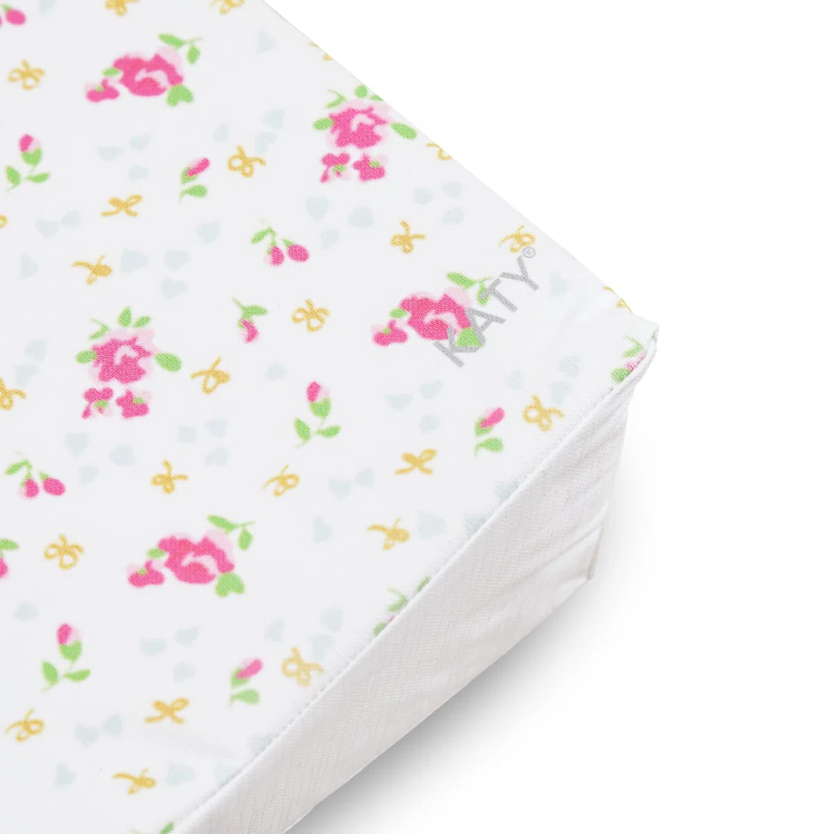 KATY Deluxe Wickelunterlage für Babys, Mädchen, wasserdicht, mit gebogenen Seiten, Vintage-Rosen-Design, cremefarben