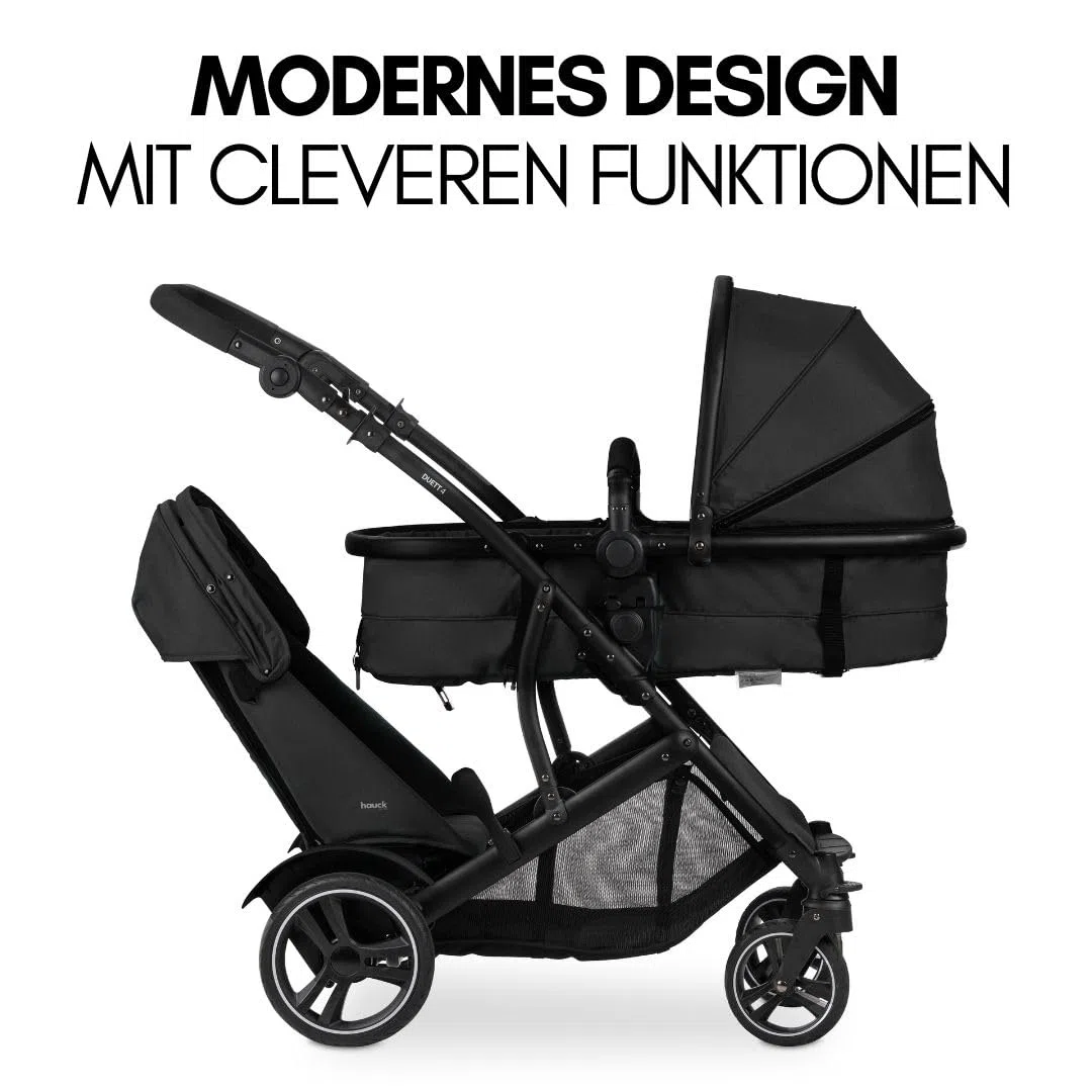 Hauck Duett 4 Geschwister Kinderwagen Buggy für 2 Kinder bis 36 kg Schwarz