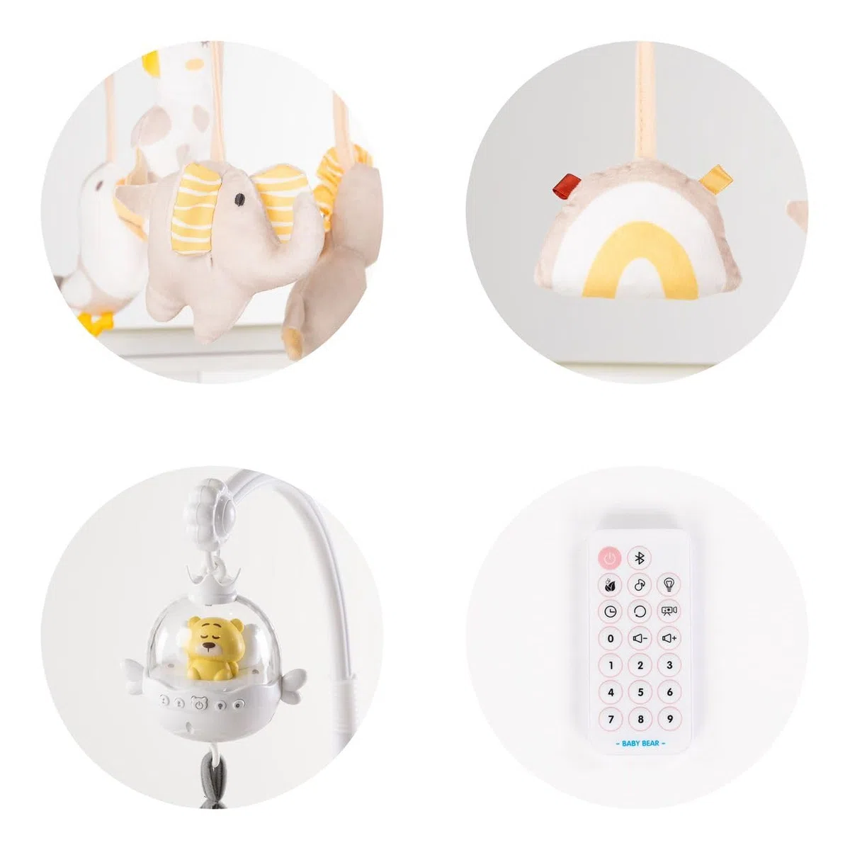 Chipolino Musik Mobile rund drehbar Projektor Bär Timer Bluetooth Fernbedienung beige