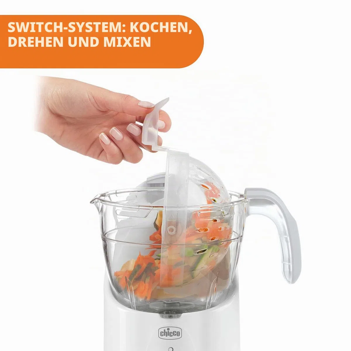 Chicco Easy Meal Mahlzeitenkocher, Multifunktions Babynahrungszubereiter mit Dampfgaren, Mixer und Speisenwärmer