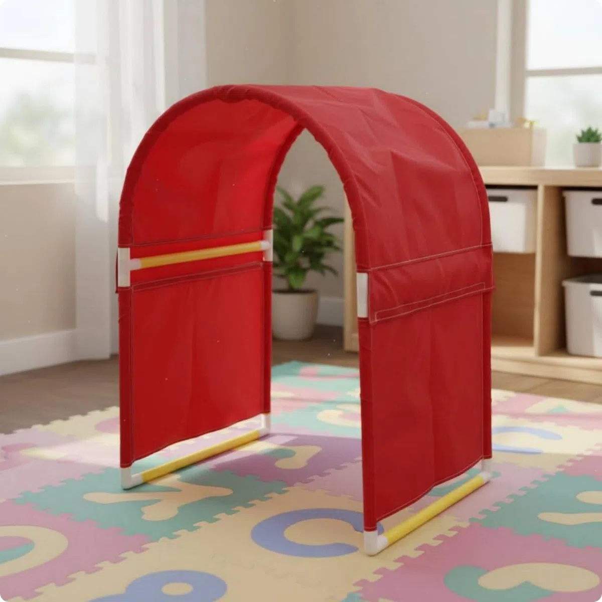 Milageto Regenbogenkriech­Tunnel einfach aufzubauen regenbogenfarbener spieltunnel tragbar bunter krabbeltunnel für vorschulkinder, Gelb
