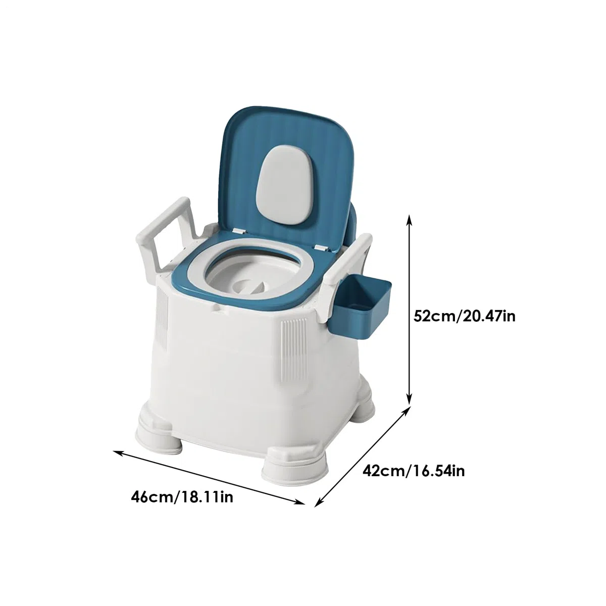 Bedside Tragbares Camping-Toiletten-Toilettenkommode, Stuhl, 45 x 40 cm, robuster Klapprahmen, komfortabel, ergonomisches Design, Trainingssattel für Zuhause, für Damen, Reisen