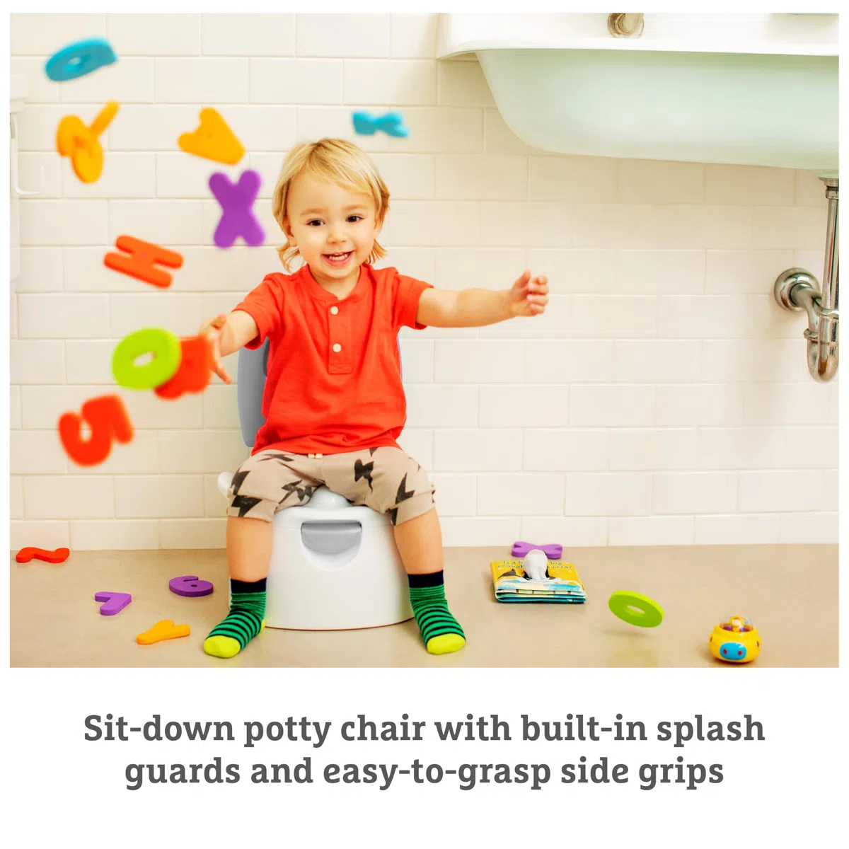 Munchkin Multistage 3-in-1 Töpfchensitz für Kinder | Sicherer abnehmbarer Trainingssitz, Töpfchen & Tritthocker für Kleinkinder, Kinder & Babys | Grau