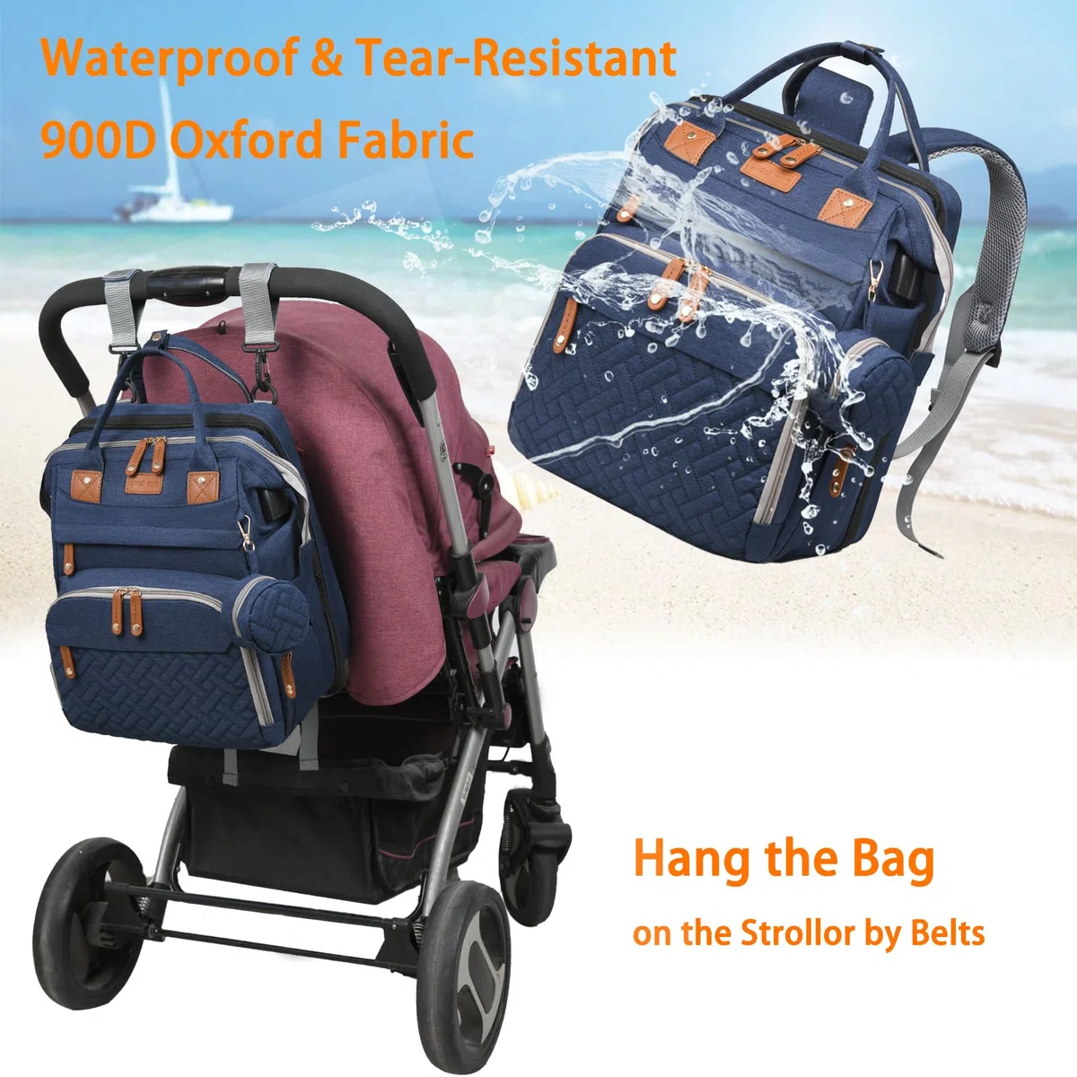 Astro alan Baby-Wickeltaschen mit Wickelstation, wasserdichte Wickeltasche Rucksack für Mütter und Väter
