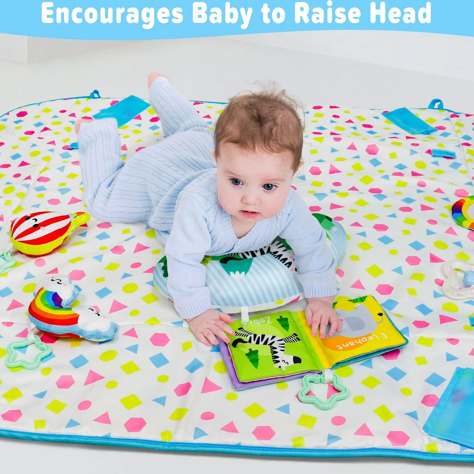 Dr.Rapeti Spieldecke mit Spielbogen, Spieldecke, Spieldecke mit Bällebad, Krabbeldecke mit Spielbogen, Padded Mat for Newborns, Mit abnehmbarem Spiegel, Stoffbuch, Spielzeug und Ball for 0+