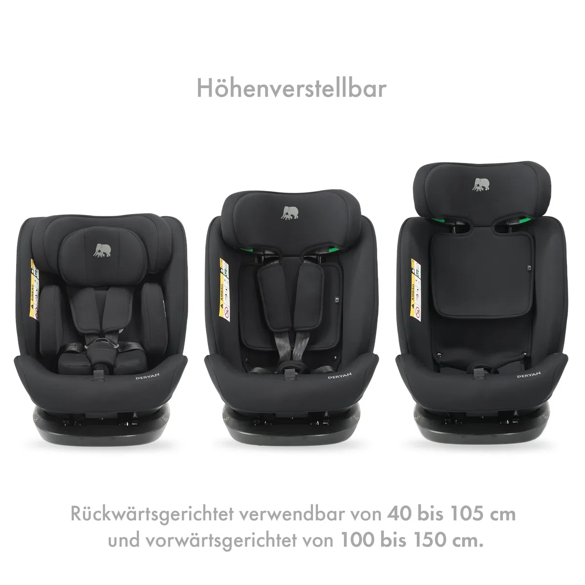 Deryan Clyde i-Size Kindersitz 40–150 cm Gruppe 0+/1/2/3 Autokindersitz mit Gurtbefestigung Seitenaufprallschutz Schwarz
