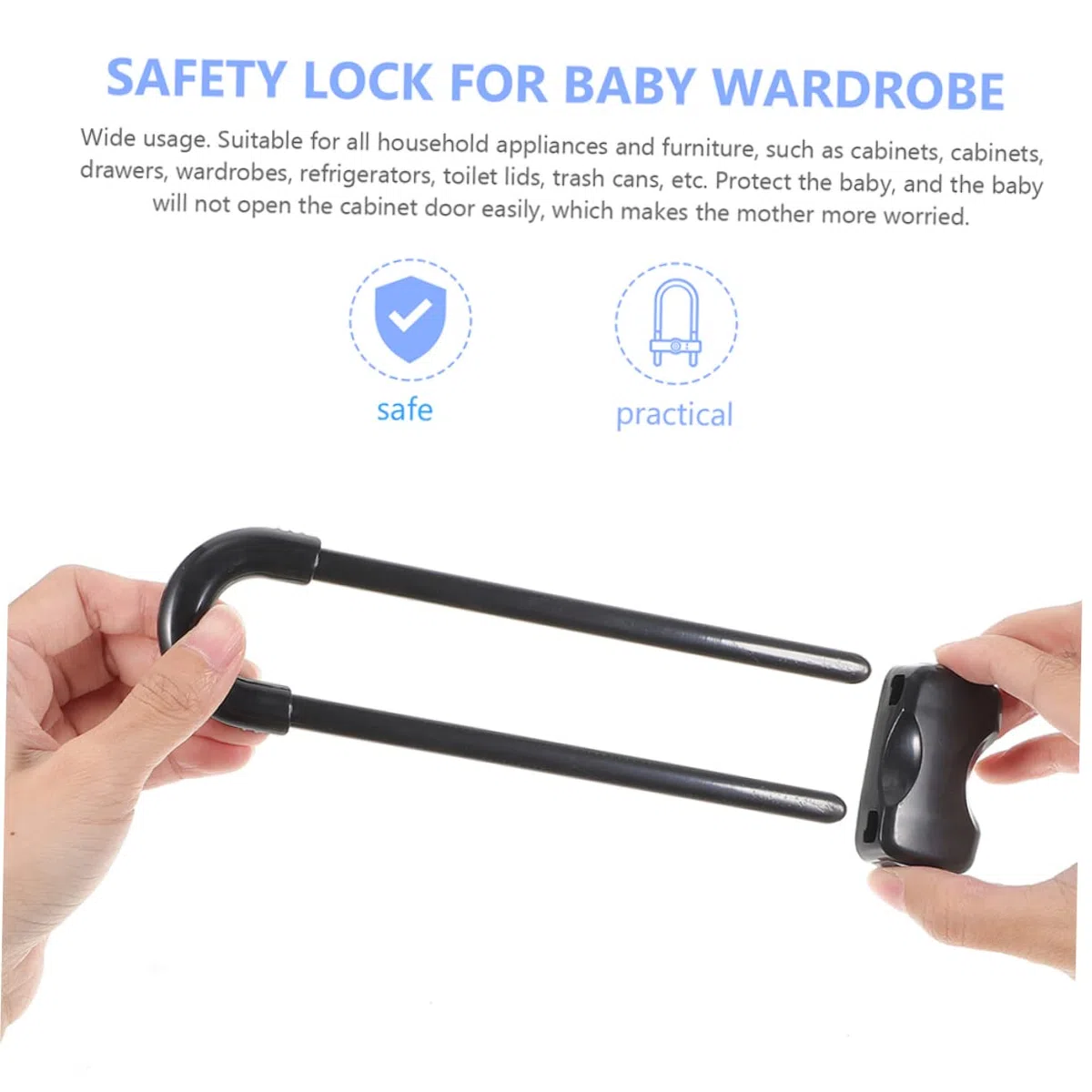 GARVALON 12stücke Schranktürsicherung Kindersicherung U-förmig Schrankschloss für Schubladen Fenster Junge Mädchen Babyschutz Babyproofing Möbel Schloss ohne Beschädigung