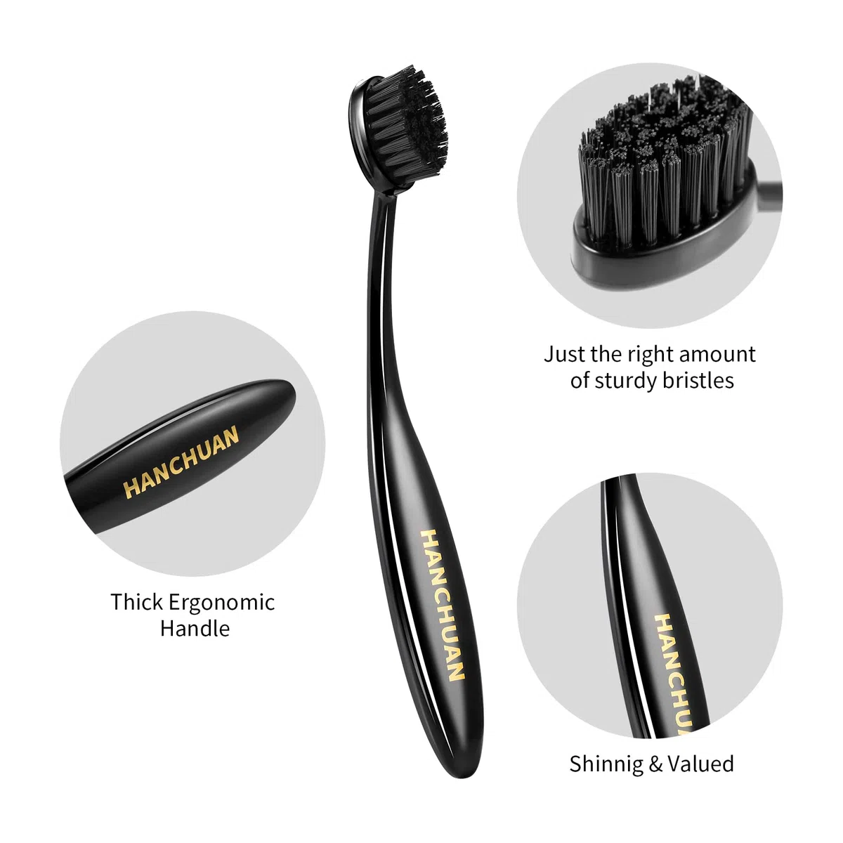 Baby Hair Brush - Schwarz - Für natürliches Haar - Kantenkontrolle und präzises Styling - Frauen und Mädchen