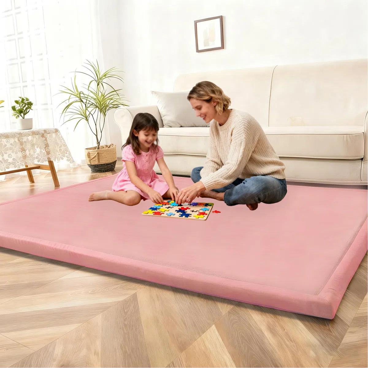 Teppich für Kinderzimmer 3CM Krabbeldecke fürs Kind 180 x 200 cm Kinderteppich Babymatte aus Memory Schaum Dicker Kinder Spielteppich