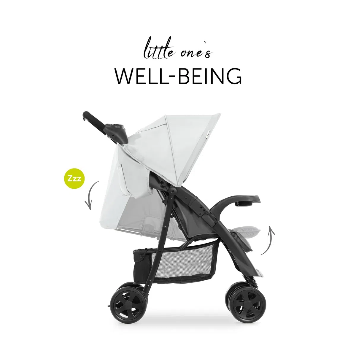 hauck Shopper Neo II, Grey - Kinderbuggy mit Liegeposition ab Geburt bis 22 kg, 2x Tablett mit Getränkehalter, Einhändig Klein Zusammenklappbar, Tasche im Verdeck, XL Korb