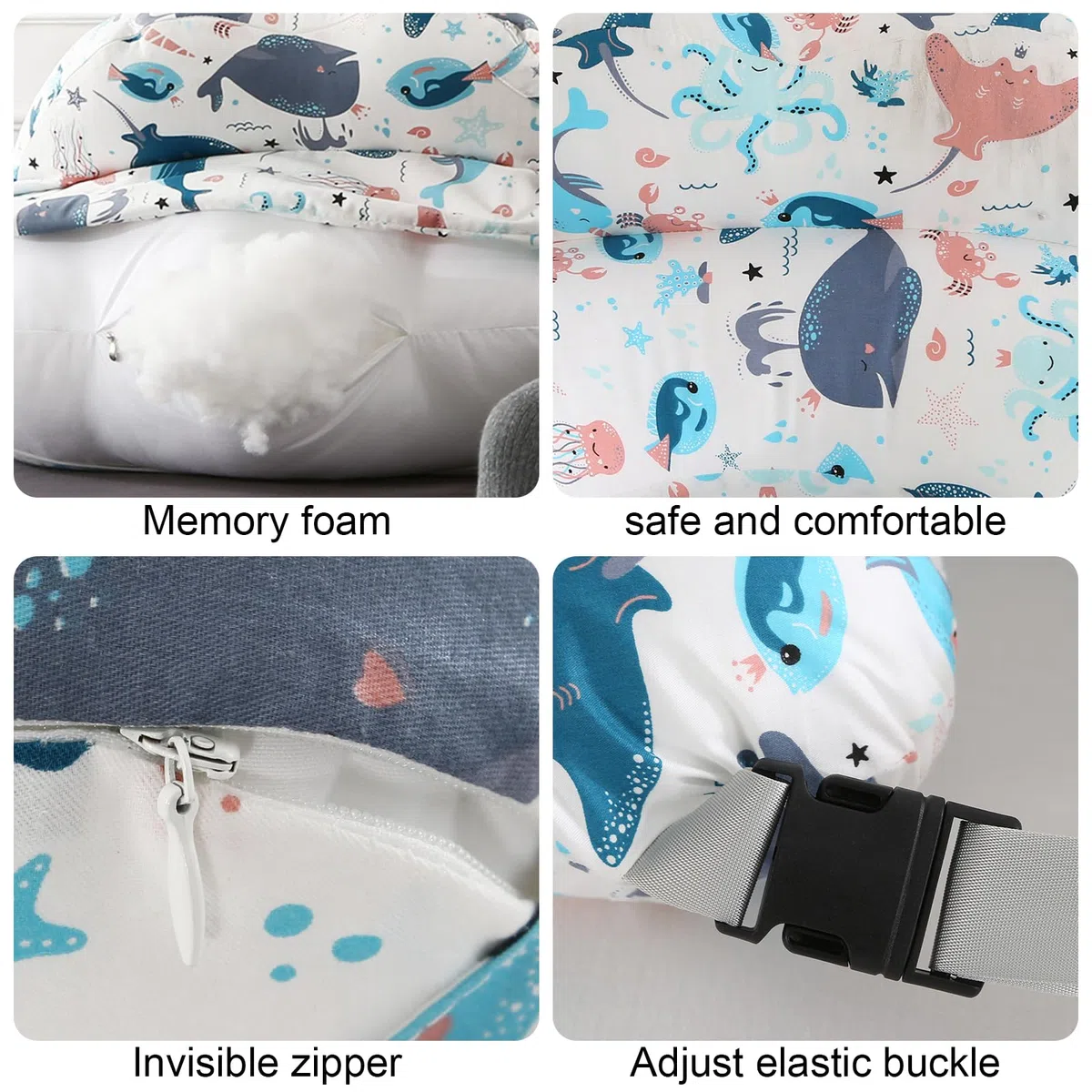 TOPCHANCES Stillkissen Stillkissenbezug Aus 100% Baumwolle Klein Für Baby,Motherhood Stilleinlagen Atmungsaktives,Herausnehmbares Und Waschbares Erstausstattung(Unterwasserwelt 65×55cm)