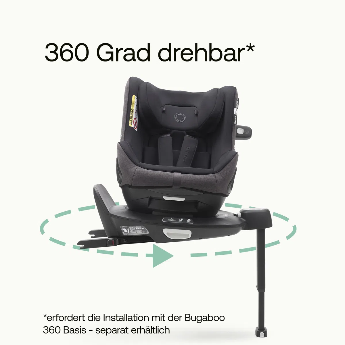 Bugaboo Owl by Nuna Isofix Kindersitz von der Geburt bis 4 Jahre, 0-18 kg | 360 Grad drehbar, Gruppe 0+/1, ultimativer Komfort und Sicherheit, verstärkte Schale und seitlicher Aufprallschutz, Black