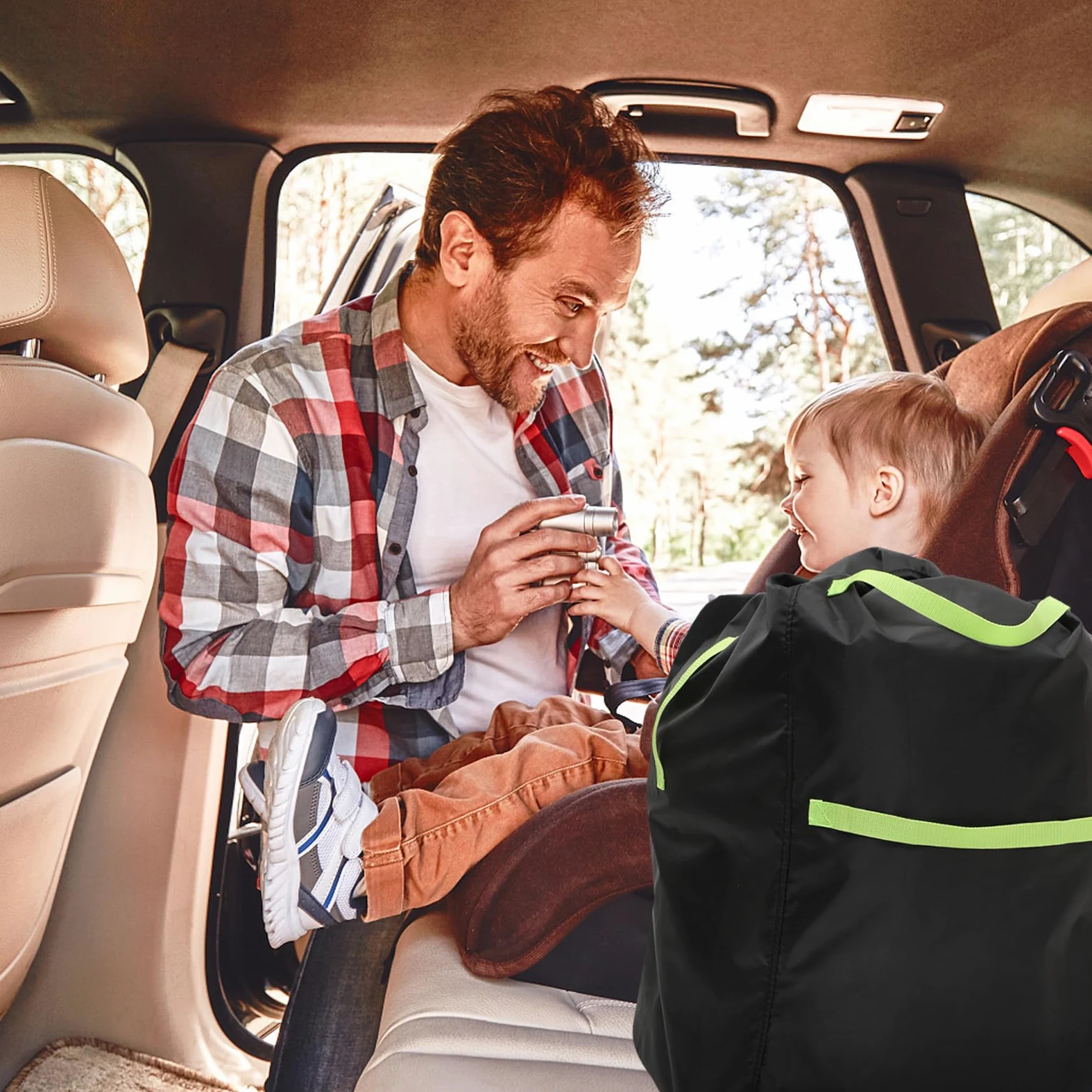 Leicht zu Reinigende Oxford Stoff Kinderwagen Tragetasche in Schwarz Große Tasche für Buggy Aufbewahrung Unterwegs und Gate Check