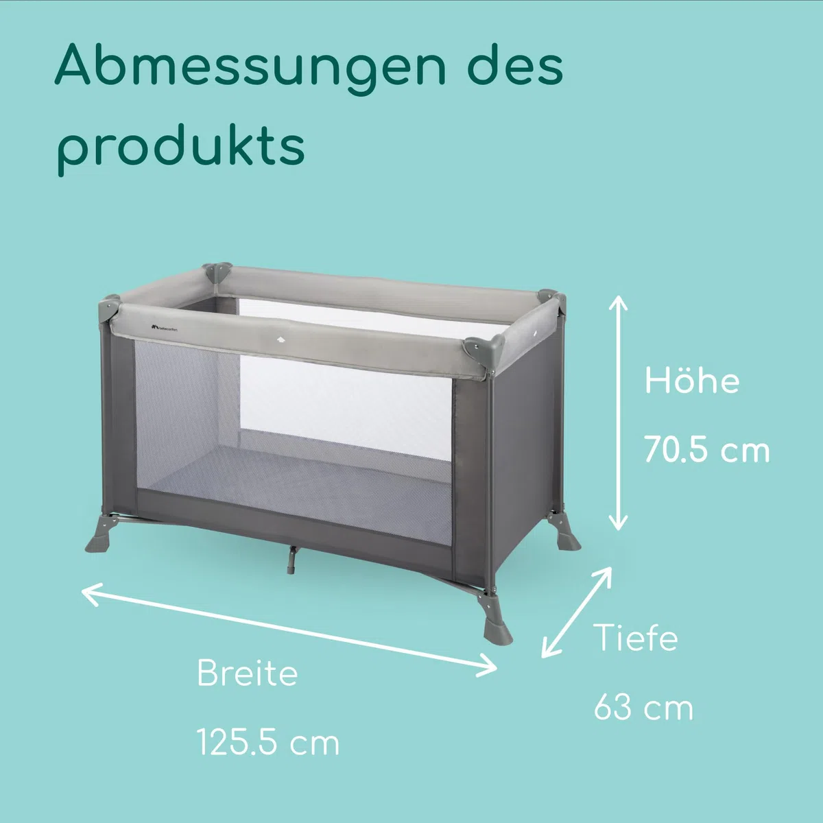 Bebeconfort Soft Dreams, Reisebett Baby, 0–3 Jahre (0–15 kg), leichtes Reisebettchen, Matratze aus Holzfasern & Schaumstoff (60 x 120 cm), Tragetasche, kompakt zusammenklappbar, Grey Mist