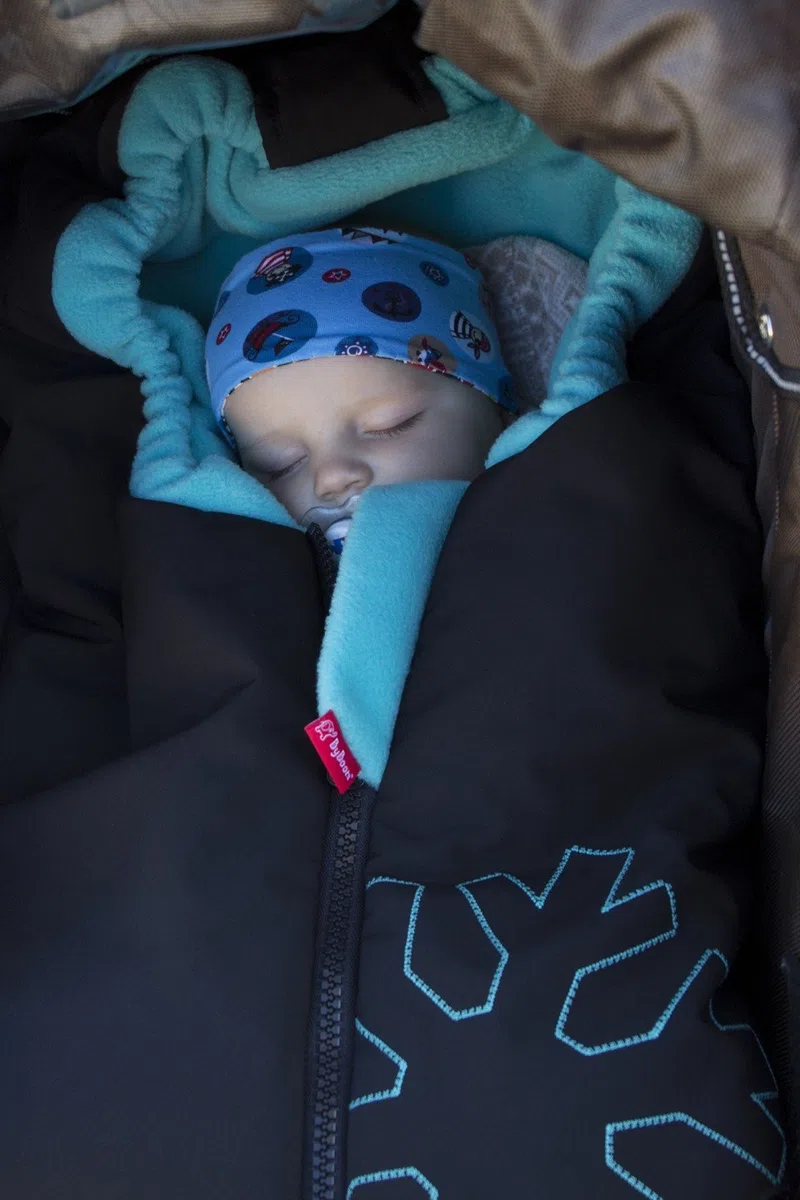 ByBoom - Softshell Winterfußsack Thermo Aktiv für Kinderwagen und Buggy, Farbe:Schwarz/Schwarz