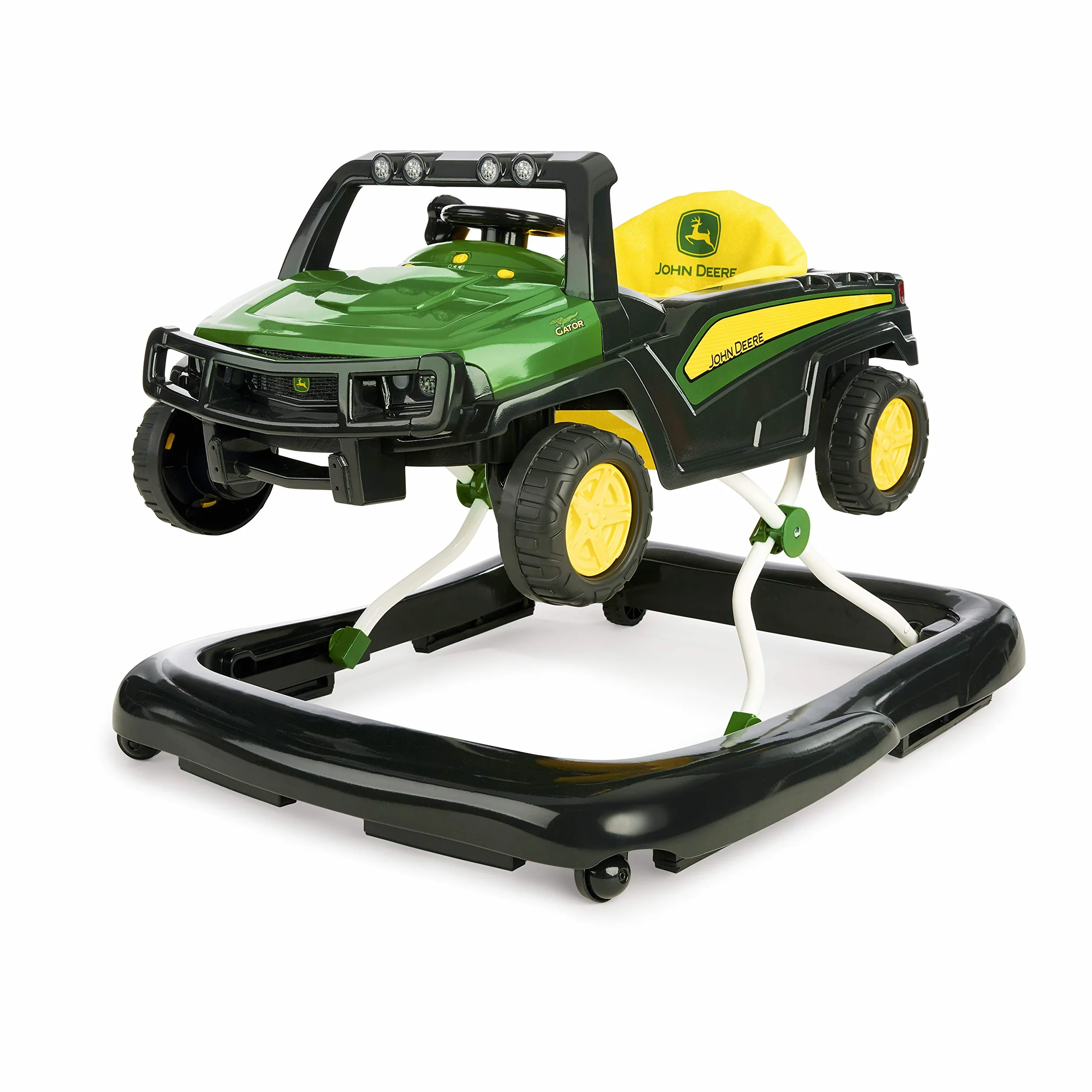 Bright Starts, John Deere Gator Ways to Play 4 in 1 Lauflernhilfe, höhenverstellbar, zusammenklappbar, für zwei Kinder gleichzeitig, mit Geräuschen und Lichtern