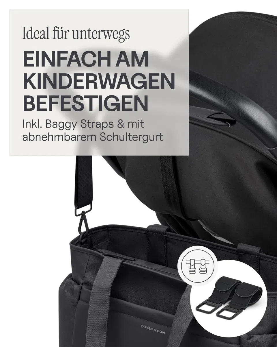 Kapten & Son Shopper Hellvi Diaper Set 25 L Wickeltasche mit Kinderwagen- und Kofferbefestigung inklusive Kulturtasche, Wickelunterlage & isolierter Flaschenhalter
