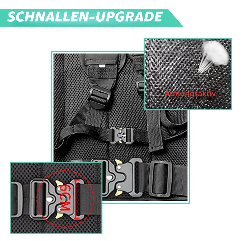 Jolik Upgrade Kinder Motorrad Sicherheitsgeschirr verstellbar mit zwei Griffen, atmungsaktives reflektierendes Material in Schwarz