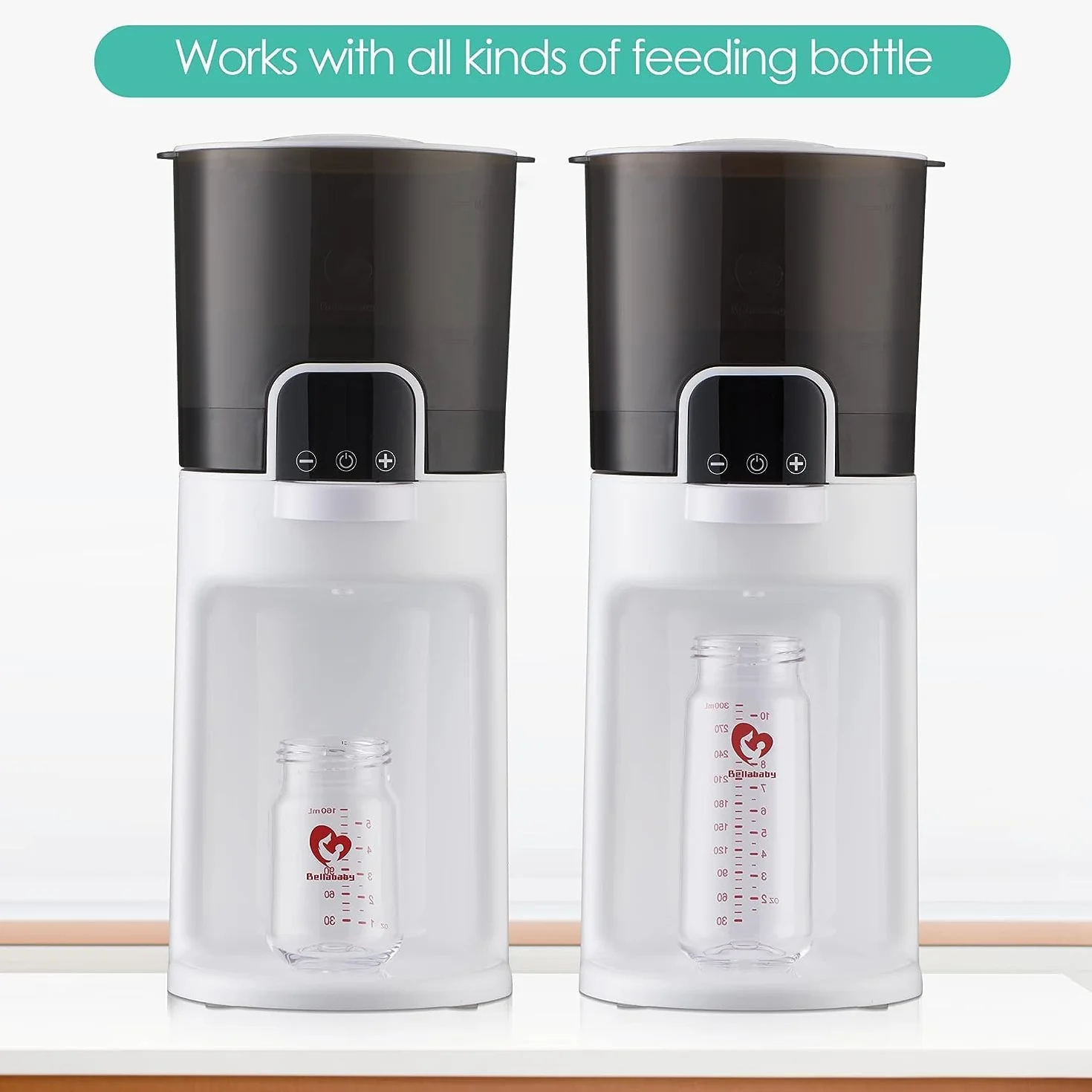 Bellababy Flaschenzubereiter für Babys,Flaschenwärmer Baby,Instant Warmer 5~15 Minuten,Wasserspender für Sofortige Herstellung von Formelflaschen,Abnehmbarer Behälter,Einfache Reinigung,Schwarz