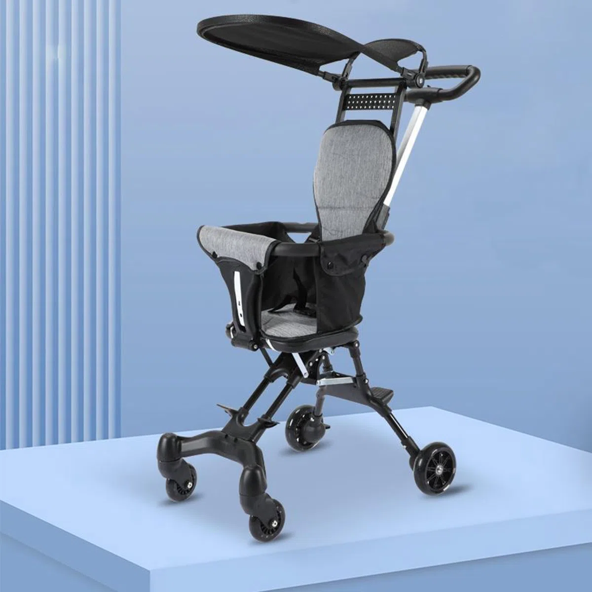 Reisewagen - faltbarer kompakter Kinderwagen, abnehmbarer Sonnenschutz | Design mit rotierenden Rädern, leicht tragbares babyy Transportsystem | Reisewagen für Ausflüge Einkaufen Wandern