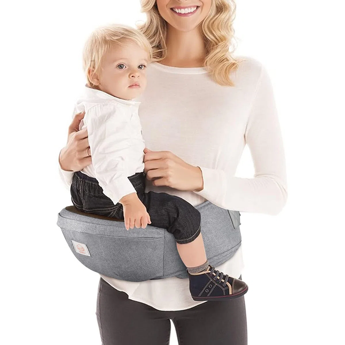 GAGAKU Baby Hüftsitz Leichte Taille Hocker 4 Tragepositionen für Kinder 0-36 Monate Neugeborenes Polyester - Grau