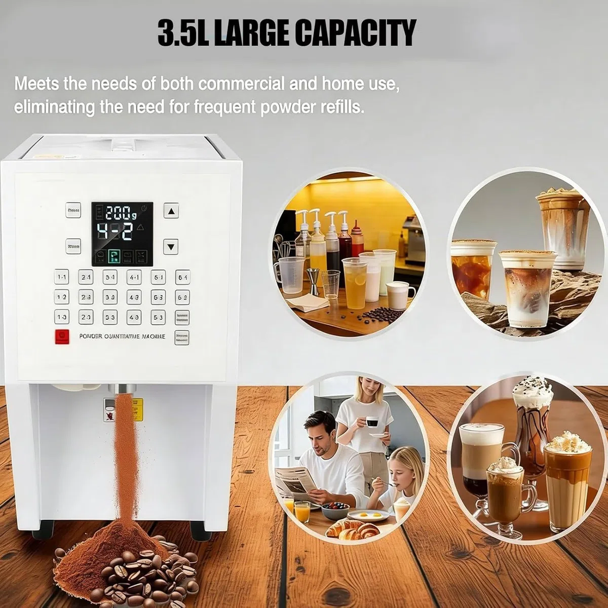Automatischer Lebensmittelpulverspender, 3,5 l, Messquantifizierer für Kaffee, Milchpulver, Milchpulver, Milchcremer, Matcha Backen