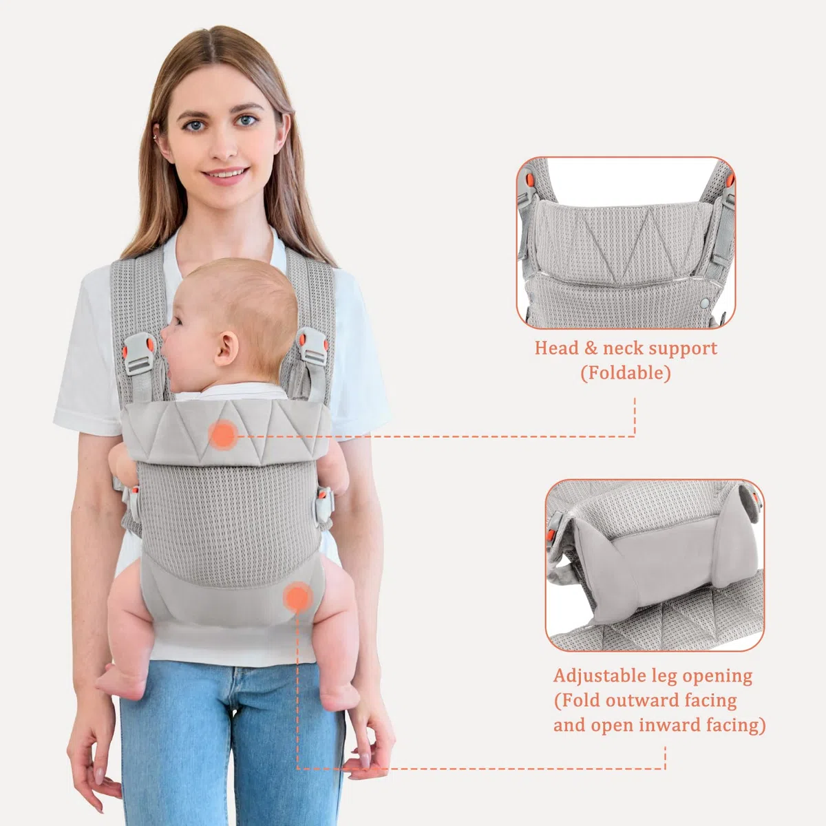 IULONEE Babytrage für Neugeborene Ergonomic Baby Carrier Tragbar Babytrage Vorne nach hinten tragen Babyhalter Trage für Babys Kleinkinder Grau