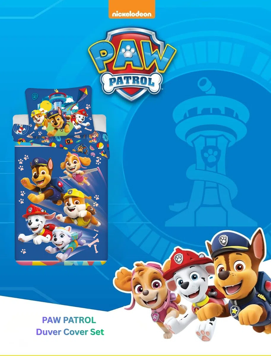 Paw Patrol Bettwäsche Set 140x200cm mit Kissenbezug 60x65cm | 100% Baumwolle | Motiv "Rescue Team Adventure" | Weiche und atmungsaktive Kinderbettwäsche Set | Chase, Marshall