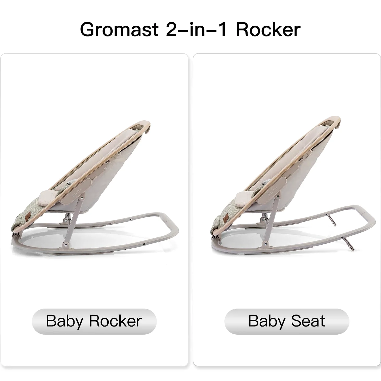 Gromast 2-in-1-Babywippe für Säuglinge, tragbare Babywippe mit 3 Liegepositionen und Reisetasche – Grün