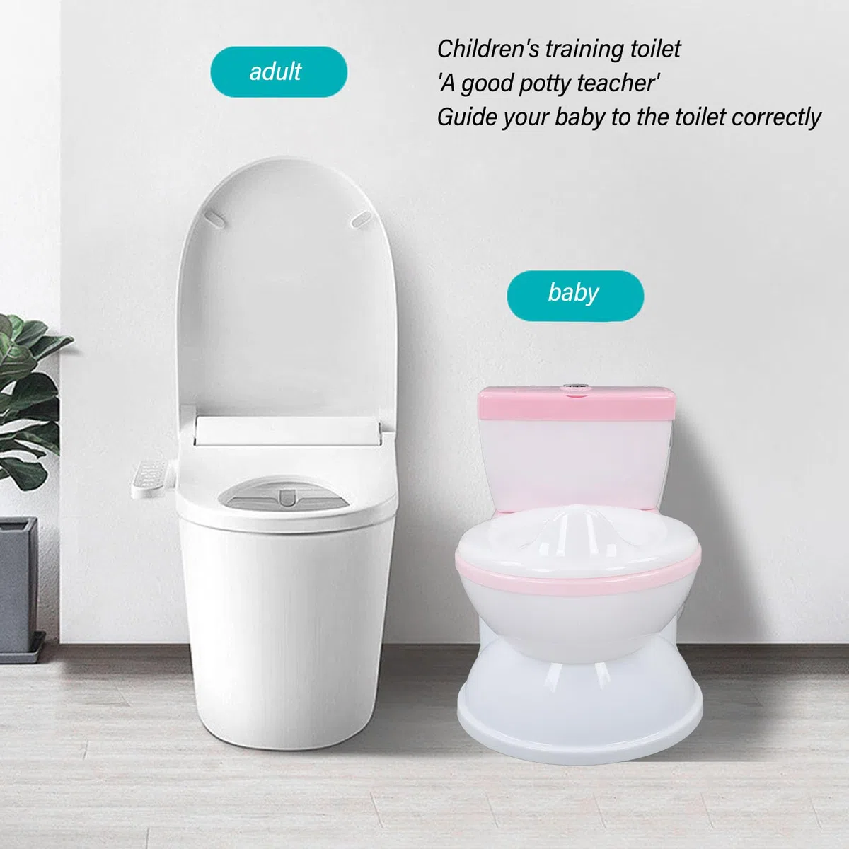 Asixxsix Töpfchen für Kleinkinder, realistisches Spülgeräusch, rutschfester Boden, leicht zu reinigen, mit Aufbewahrungsbox für und Mädchen (PINK)