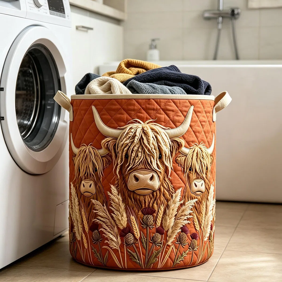 Gesteppter Aufbewahrungskorb | Großer dekorativer Organizer | Gesteppte Wäschekörbe Mit Griffen | für Snacks, Puppen, Bücher, Kleidung, Wohnzimmer, Dusche, Wohnheim, Apartment und Schlafzimmer