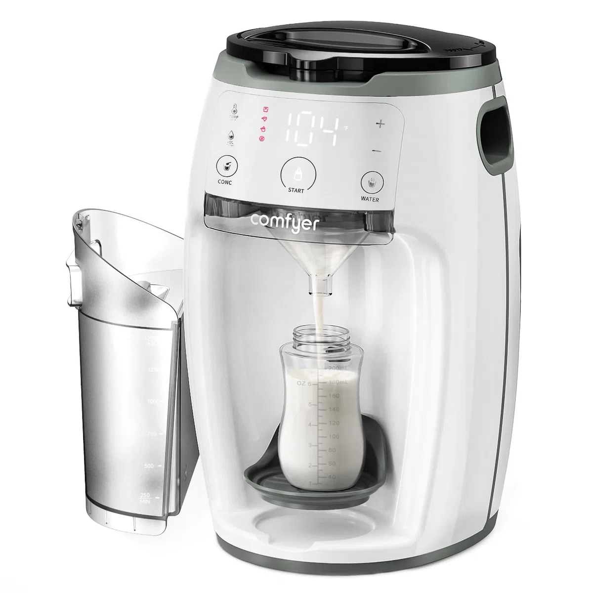 comfyer Milchmischer Sofortiger Formula Anpassbarer und automatischer Flaschenzubereiter Formula-Spender Temperaturkontrolle für Babys, automatische Pulvermischung für alle Flaschen und Formula-Marken
